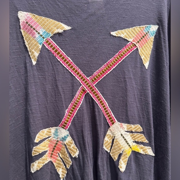 Judith March Gray oversized Arrow appliqué boho top - Picture 4 of 6